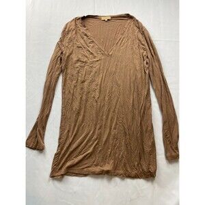 Piko 1988 Womens Shift Dress Brown Stretch Long‎ Sleeve Tunic Minimalist Large